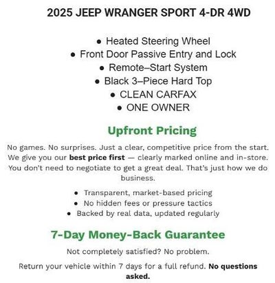 2025 Jeep Wrangler Sport 4 Door 4x4