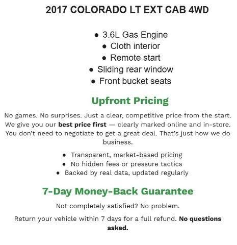 2017 Chevrolet Colorado Extended Cab Long Box 4-Wheel Drive LT