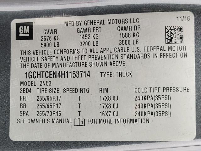 2017 Chevrolet Colorado Extended Cab Long Box 4-Wheel Drive LT