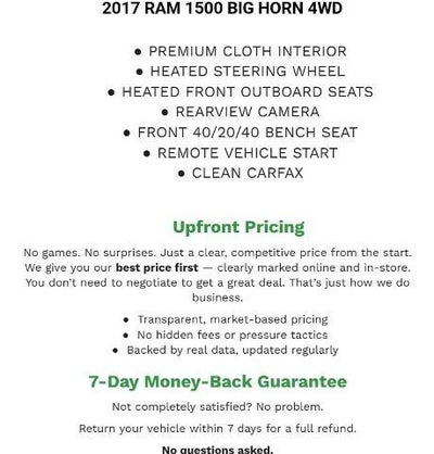 2017 RAM 1500 Big Horn 4x4 Crew Cab 5'7" Box