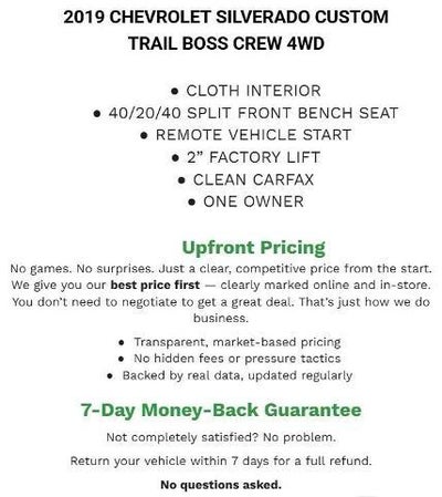 2019 Chevrolet Silverado 1500 Crew Cab Short Box 4-Wheel Drive Custom Trail Boss