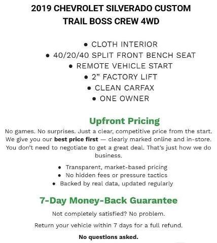 2019 Chevrolet Silverado 1500 Crew Cab Short Box 4-Wheel Drive Custom Trail Boss