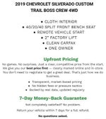 2019 Chevrolet Silverado 1500 Crew Cab Short Box 4-Wheel Drive Custom Trail Boss