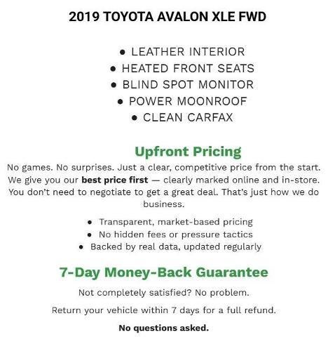 2019 Toyota Avalon XLE (SE)